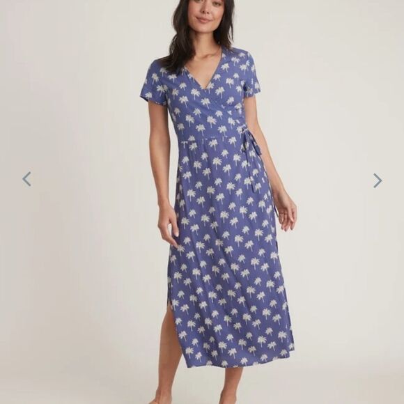 Marine Layer Dresses & Skirts - Marine layer Emlyn Midi Wrap Dress in Marlin Palm Print